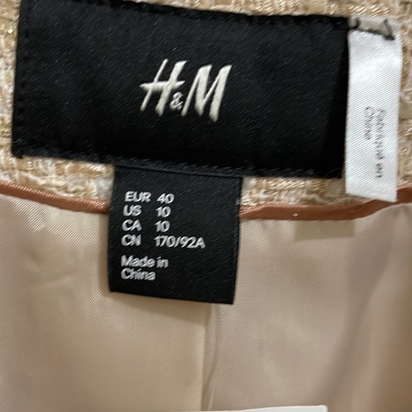 H&M Cream Gold woven blend blazer (sz 10) - Picture 3 of 11